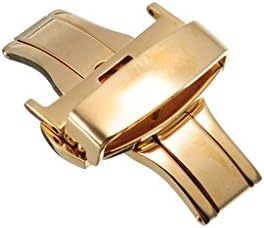 Stainless Steel Watch Clasp 14mm Gold Double Push Butterfly Deployment Buckle Metal Lock for Watchband
