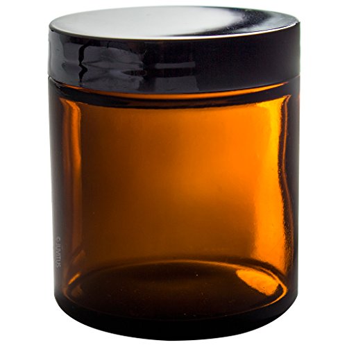 Amber Glass Straight Sided Jar - 4 oz (12 Pack) + Labels + Small Glass Balm Jar