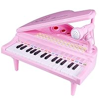 iFixer 31 Keys Piano Keyboard Toy for Girl Toddlers Kids Musical Talent Development with Microphone, Electronic Musical Multifunctional Instruments, Audio Link with Mobile IPad PC, Pink