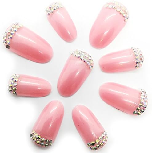 O2 SALONC1 Full Cover 3D Acrylic Fake False Nails Art Tips for Nail salon, Girls, Women, Bridal Wedding Dating Party (24 pcs/ 1 set)