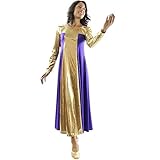 Danzcue Womens Metallic Color Block Long Sleeve Praise Dance Dress
