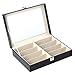 Haluoo Leather Sunglasses Organizer for Women Men, 8 Piece Eyeglasses Storage Eyewear Display Case Jewelry Watch Drawer Collection Case Glasses Storage Holder Box (Black)thumb 2