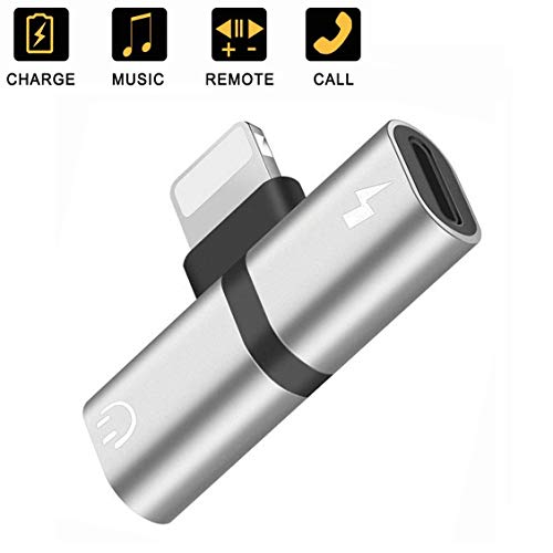 Headphone Adapter for iPhone Xs/Xs Max/XR/ 8/8 Plus / 7/7 Plus, Earphone Jack Adapter for iPhone Adapter, Car Charger 2 in 1 Audio Connector for iPhone Adapter Music Splitter for iPhone Charger Cable