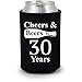 Shop4Ever Cheers & Beers To 30 Years Can Coolie ~ 30th Birthday Party 1990 Thirtieth Anniversary Beer Can Sleeve Coolers ~ (30 Yrs, Blk, 24 Pk)