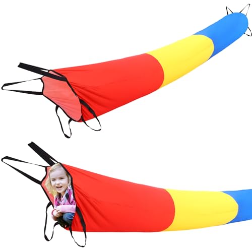 Sensory Compression Play Tunnel for Kids 12 ft Calm Sensory Tunnel Crawl Resistance Tube for Outdoor Indoor Tent Autism Kids Toys Game Concept Tools for Relax Reduce Anxiety(Red Yellow Blue)