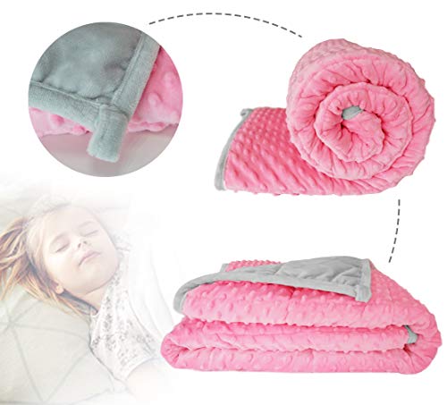 Oileus Weighted Blanket for Kids 2.0 Version Newest One Piece Design Minky Dot-36”x 48”，5lbs for Little Kids- Children Heavy Blanket for Boys and Girls 40-60 lbs - Thumbnail 5