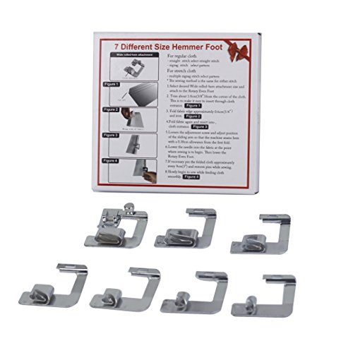 HONEYSEW Rolled Hemmer Presser Foot for Brother Singer Janome Sewing Machine 7pcs in 1 Set