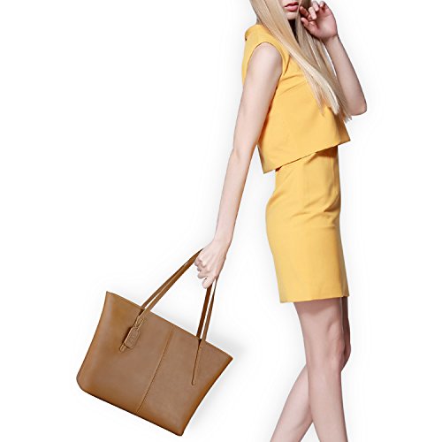 Tote Handbags,COOFIT Fashion Purses and Handbags for Women PU Leather Purse Tote Bag Brown - Thumbnail 6