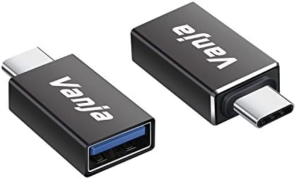 Vanja USB C Adapter Type C/Thunderbolt 3 to USB 3.0 OTG Converter Aluminum 2 Pack for MacBook Pro 2017, Samsung Note 8 S8 S8+, Google Pixel 2 XL, Nexus 6P 5X, LG G5 V20
