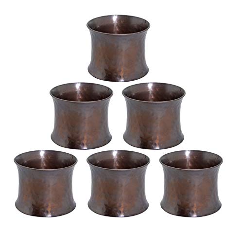 Light & Pro Handcrafted Metal Napkin Ring Elegant Drum Shaped, Christmas Napkin Ring, Thanksgiving Napkin Ring, Dinner Parties - A Beautiful complement to Your Dinner Table dÃ©cor - Set of 6 - Copper