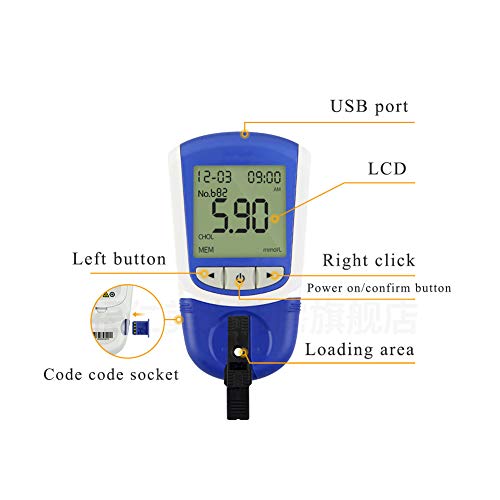 DZWJ Blood Cholesterol Test Kit Digital Meter Cholesterol and Triglycerides Monitor Meter for Glucose Cholestrol Triglycerides - Thumbnail 3