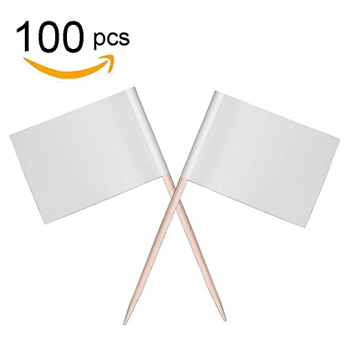 Zehhe Mini Blank White Flag 100Pcs Paper Food Picks Dinner Cake Toothpicks Cupcake Decoration Fruit Cocktail Sticks Party Supplies - Thumbnail 6