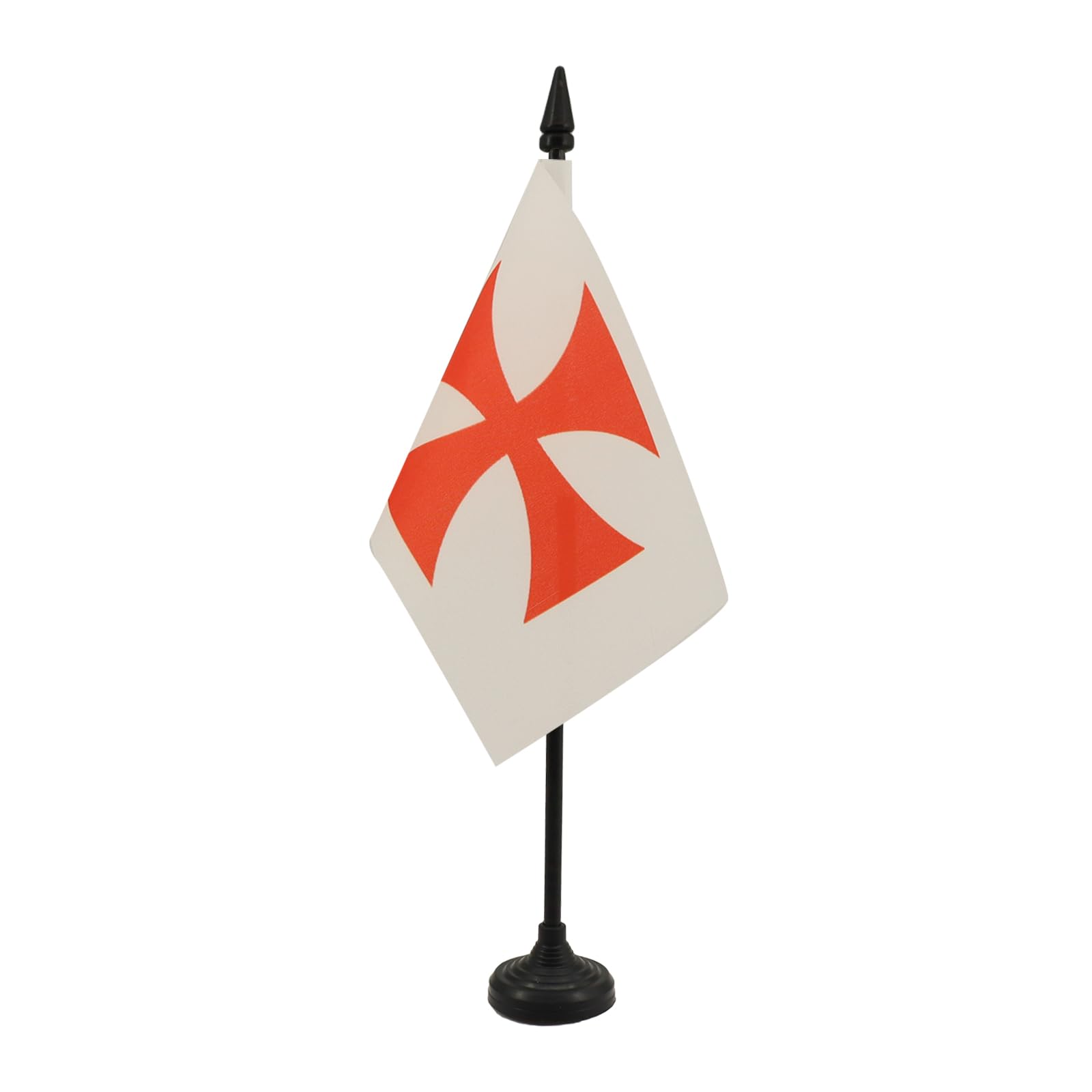AZ FLAG - Templar Order Table Flag 4'' x 6'' - Catholic Office Mini Banner 100% Polyester 15 x 10 cm - Mini Desk Flag with 10'' Pole and Black Plastic Base