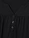 Vinmatto Women's Long Sleeve Henley V Neck Pleated Button Details Tunic Shirt Top(L,Black)