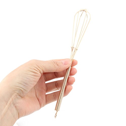 uxcell Stainless Steel Kitchen Spring Loaded Handheld Egg Mixing Beater 18cm Length Gold Tone