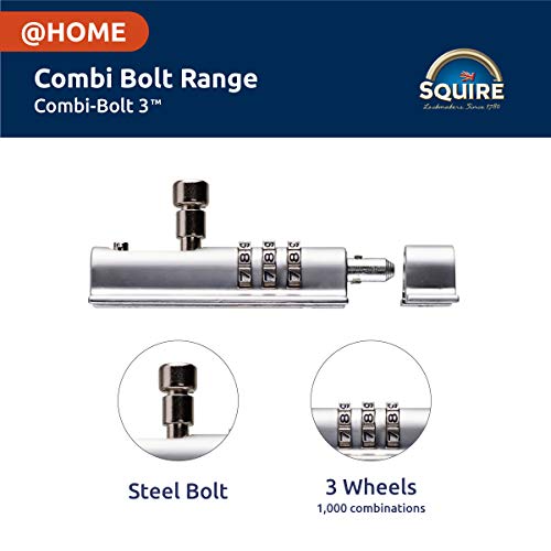 SQUIRE Combination Locking Bolt. Unique Patented Recodeable Combination