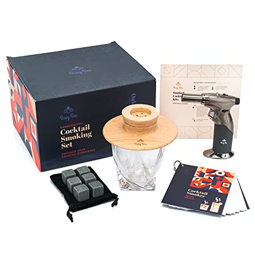 Busy Bee Oak Cocktail Smoker Mixology Bartender Kit Luxury Cocktail Set with Cocktail Smoker