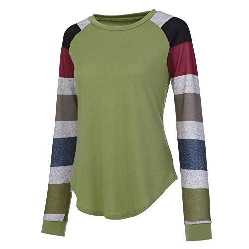 XOWRTE Women's Stripe Loose Long Sleeve Casual Tops T-Shirt Blouse