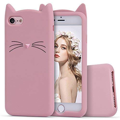 MIDOS iphone 6 Cat Case 3D Meow Cat Kitty Ears Ultra Slim Soft Silicone Case Anti-Scratch Shockproof And Protective Case Cover for Girls, Women, Compatible For - iPhone 6 / 6s (Pink)