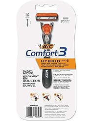 Afeitadora desechable BIC Comfort 3 Hybrid para hombre de 3 hojas, 1 mango y 12 cartuchos