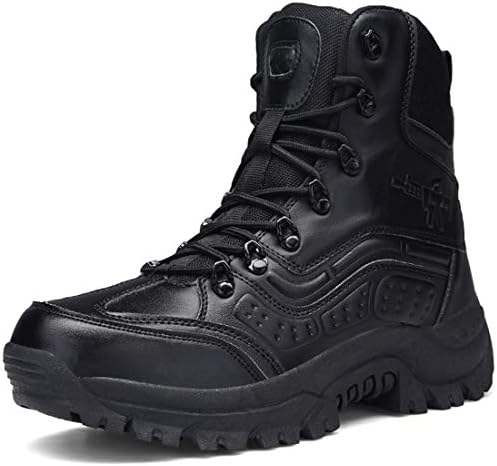 FKMI Mens Hiking Boots Military Tactical Combat Boots Womens Trekking Shoes with Side Zip High Top Walking Climbing Sneakers