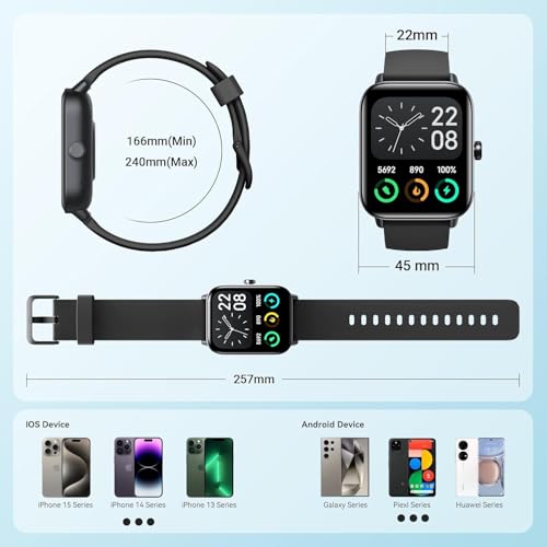 Gydom Smart Watch for Men & Women, Bluetooth Calling, Alexa Built-in, 1.8" HD Display, Fitness Tracker, Heart Rate & SpO2 Monitor, Sleep Tracking, 110+ Sports, IP68 Waterproof, iPhone & Android
