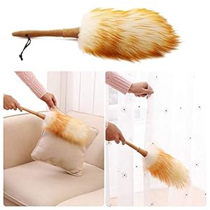 XKMY Stofborstel Lambswool Duster Opknoping Touw Moderne Auto Niet-statische Antislip Sofa Meubels Houten Handvat Thuis…