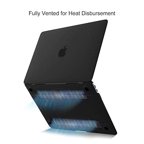 New MacBook Air 13 Inch Case A1932 2018 Release, Skyera Laptop Case Smooth Matte Frosted Hard Shell Cover for Apple MacBook Air 13 Inch with Retina Display fits Touch ID with Keyboard Cover (Black)