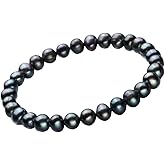 VN Jewelry Handmade Women's Pearl Bracelet 7-8mm Freshwater Cultured Pearl Elasticated Bracelet Length 7.5In