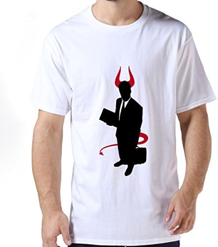 Business Devil White Mens Crew Neck T Shirts S