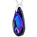 Purple Blue 925 Sterling Silver Made with Swarovski Elements Teardrop Pendant Necklace for Women,18