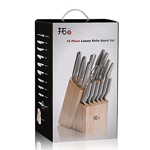 TURWHO Kitchen Knife Set 16 Pieces Ultra Sharp Cooking Knives with