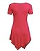 MBJ WT638 Short Sleeve Shirts for Womens Tops Casual V-Neck Summer Clothes Asymmetrical Tunic Blouses XXL Coral