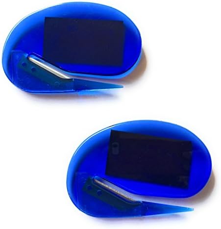 Letter Opener with MAGNET 2 Pack, Magnetic Back Plastic Razor Blade Paper Knife / Envelope Slitter Set in Sharp Black by MY DESK COMPANY (TM)