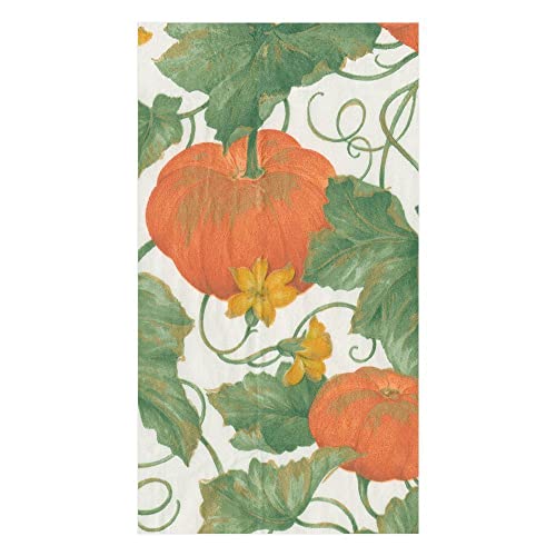 Caspari Heirloom Pumpkins Paper Guest Towel Napkins in Ivory & Orange - 15 Per…