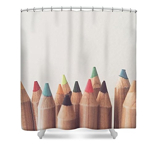 Pixels Shower Curtain (74" x 71") "Colored Pencils"