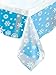 kedudes Snowflakes Winter Plastic Tablecloth Set - One Clear Snowflakes Table Cover and One Solid Light Blue Plastic Tablecloth, Great for Holiday Frozen Party. Tablecover.