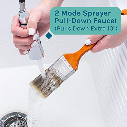 Tehila Utility Sink Black Vanity, Chrome HighArc PullDown Sprayer