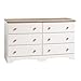 South Shore Summertime Collection 6-Drawer Double Dresser, Pure White and Natural Maple with Wooden Knobs