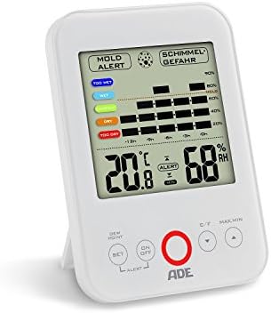 ADE Digital Hygrometer WS 1500 White with Visual Alarm (White)