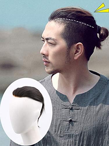 LEBIYOU Fashion Mens Natural Black Silky Straight Invisable Topper 100% Real Human Hair Clip in Hair Toppers Hairpieces Toupee for Mens Top of the Head with Grey and Thin Hair