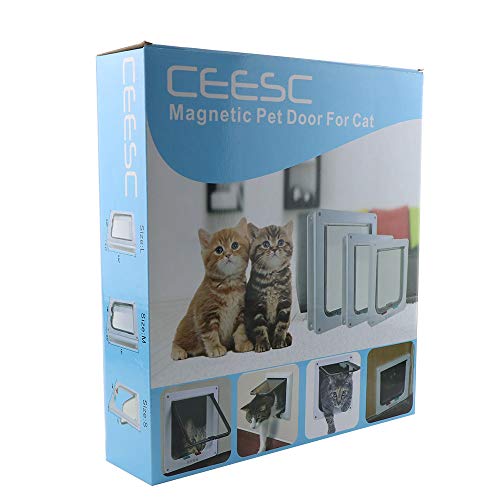 CEESC Cat Flap Door Pet Door with 4 Way Lock for Cats, Kitties