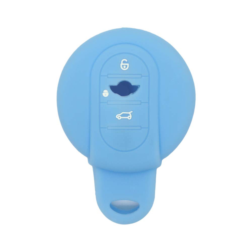 BROVACS Silicone Cover Protector Case Holder Skin Jacket Compatible with BMW Mini Cooper 3 Button Smart Remote Key Fob CV4906 Light Blue