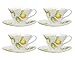 Gracie China Lemon Porcelain 7-Ounce Tea Cup and Saucer Set of 4