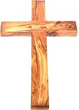 Olive wood Cross from Bethlehem with a Certificate and Lord prayer card - 10 Inches