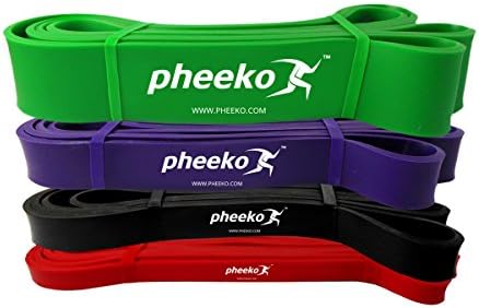 Pheeko Pull Up Assist Band Set. Resistance bands crossfit / powerlifting bands / crossfit exercise bands / pull up bands / resistance bands loop. Includes how-to eguide