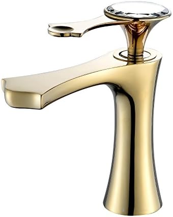 MYHB Bathroom Vanity Basin Sink Faucet Single Handle Lever Mixer Tap, Gold DS014