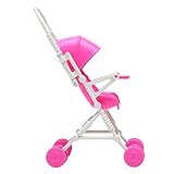 Wrisky New Assembly Pink Baby Stroller Trolley Nursery Furniture Toys For Barbie Doll