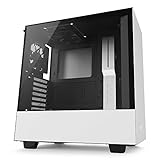 NZXT H500 – Compact ATX Mid-Tower Case – Tempered Glass Panel – All-Steel Construction – Enhanced Cable Management System – Water-Cooling Ready - White\Black