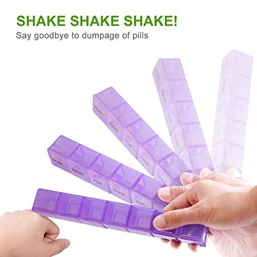 Extra Large Weekly Pill Organizer, Sukuos XL Daily Pill Cases for Pills/Vitamin/Fish Oil/Supplements (Purple) - Thumbnail 3